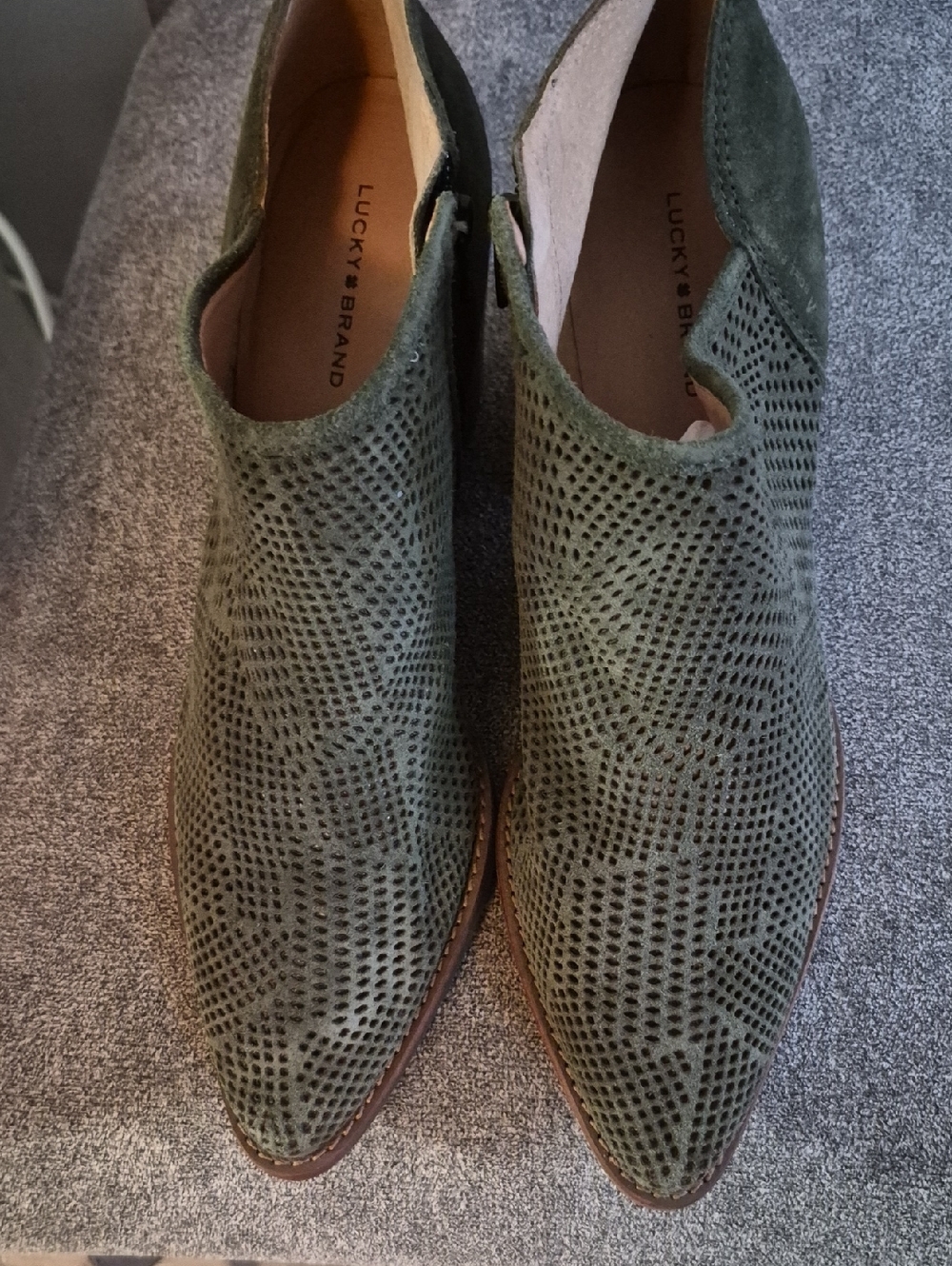 Lucky Brand Olive Green Perforated Suede Chukka Boots